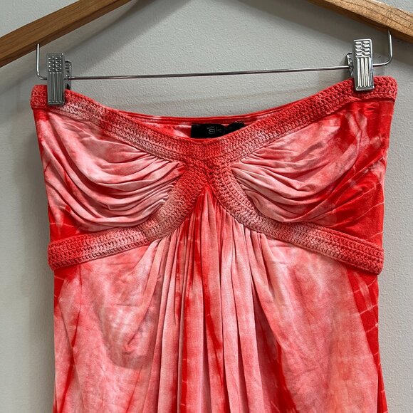 Sky Women's Strapless Tie Dye Crochet Tunic Top Pink Sexy NEW Medium - Picture 3 of 4